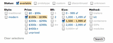 Link to New checkbox search for our database of prefab and modular homes